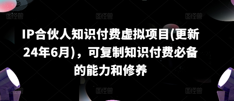 IP合伙人知识付费虚拟项目(更新24年6月)，可复制知识付费必备的能力和修养-云帆学社