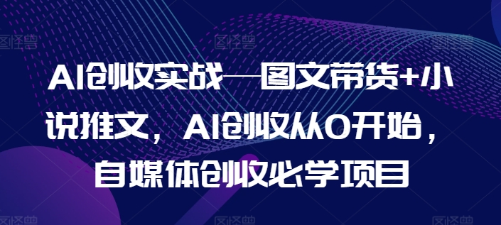 AI创收实战—图文带货+小说推文，AI创收从0开始，自媒体创收必学项目-云帆学社