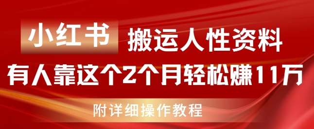 小红书搬运人性资料，有人靠这个2个月轻松赚11w，附教程-云帆学社