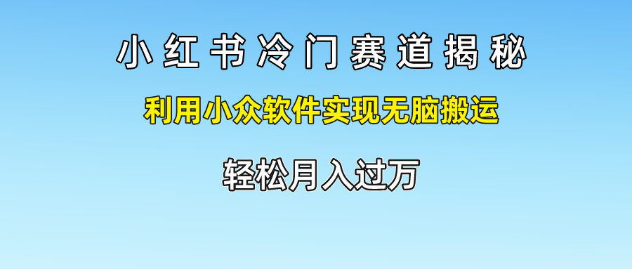 小红书冷门赛道揭秘,利用小众软件实现无脑搬运，轻松月入过万-云帆学社