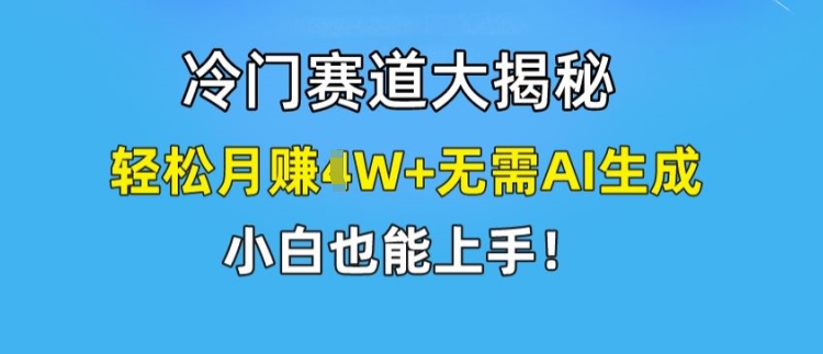 冷门赛道大揭秘，轻松月赚1W+无需AI生成，小白也能上手-云帆学社