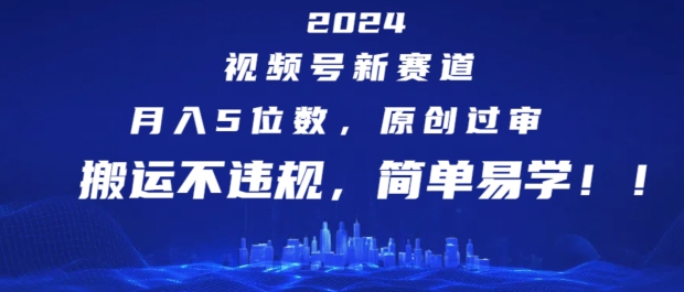 2024视频号新赛道，月入5位数+，原创过审，搬运不违规，简单易学-云帆学社