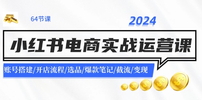 2024小红书电商实战运营课：账号搭建/开店流程/选品/爆款笔记/截流/变现-云帆学社