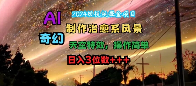 2024短视频掘金项目，AI制作治愈系风景，奇幻天空特效，操作简单，日入3位数-云帆学社