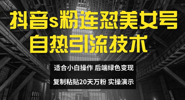 抖音s粉连怼美女号自热引流技术复制粘贴，20天万粉账号，无需实名制，矩阵操作-云帆学社