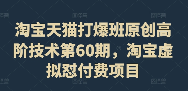 淘宝天猫打爆班原创高阶技术第60期，淘宝虚拟怼付费项目-云帆学社