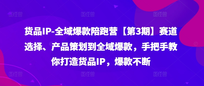 货品IP全域爆款陪跑营【第3期】赛道选择、产品策划到全域爆款，手把手教你打造货品IP，爆款不断-云帆学社