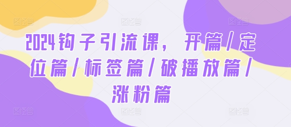 2024钩子引流课，开篇/定位篇/标签篇/破播放篇/涨粉篇-云帆学社