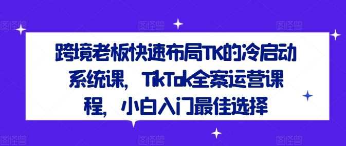 跨境老板快速布局TK的冷启动系统课，TikTok全案运营课程，小白入门最佳选择-云帆学社