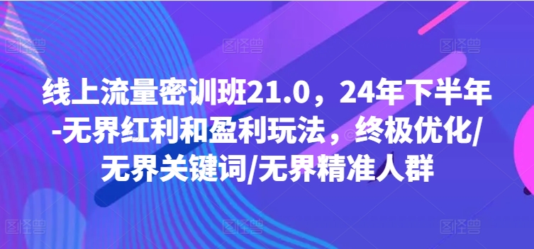 线上流量密训班21.0，24年下半年-无界红利和盈利玩法，终极优化/无界关键词/无界精准人群-云帆学社