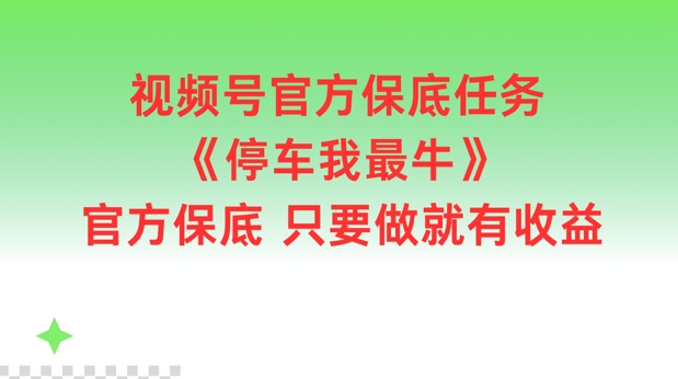 视频号官方保底任务，停车我最牛，官方保底只要做就有收益-云帆学社