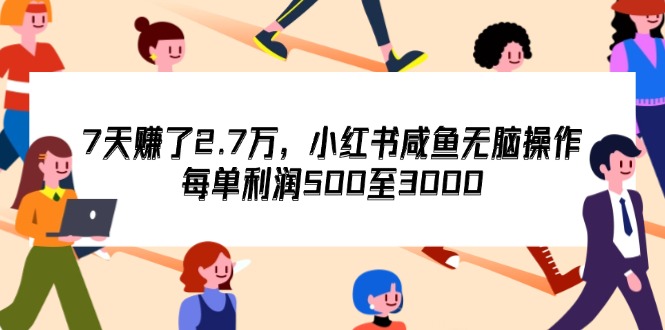 （12192期）7天收了2.7万，小红书咸鱼无脑操作，每单利润500至3000-云帆学社