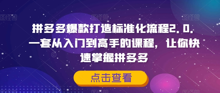 拼多多爆款打造标准化流程2.0，一套从入门到高手的课程，让你快速掌握拼多多-云帆学社