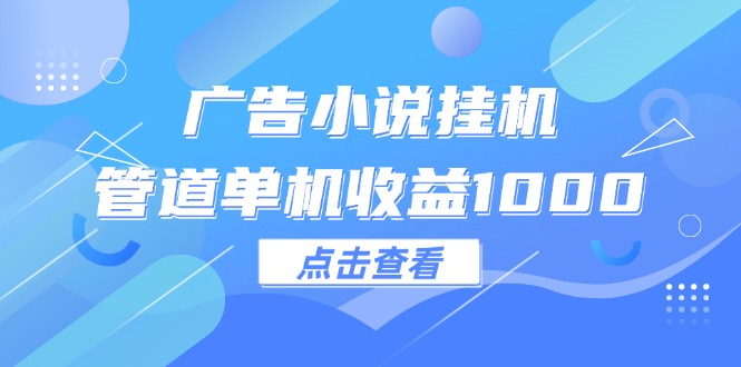 （12198期）广告小说挂机管道单机收益1000+-云帆学社