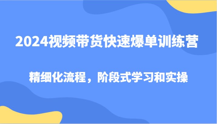 2024视频带货快速爆单训练营，精细化流程，阶段式学习和实操-云帆学社