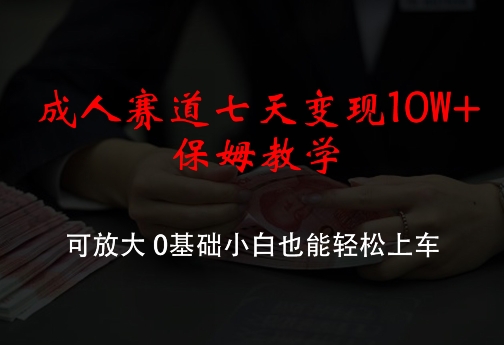 成人赛道七天变现10W+保姆教学，可放大，0基础小白也能轻松上车-云帆学社