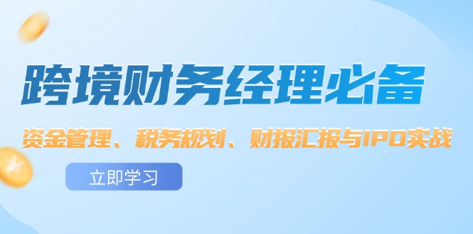 （12323期）跨境 财务经理必备：资金管理、税务规划、财报汇报与IPO实战-云帆学社