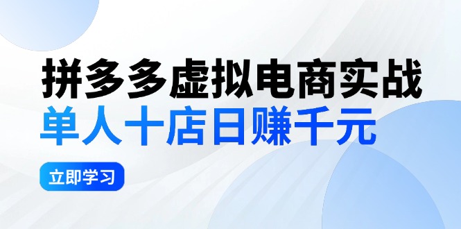 （12326期）拼夕夕虚拟电商实战：单人10店日赚千元，深耕老项目，稳定盈利不求风口-云帆学社