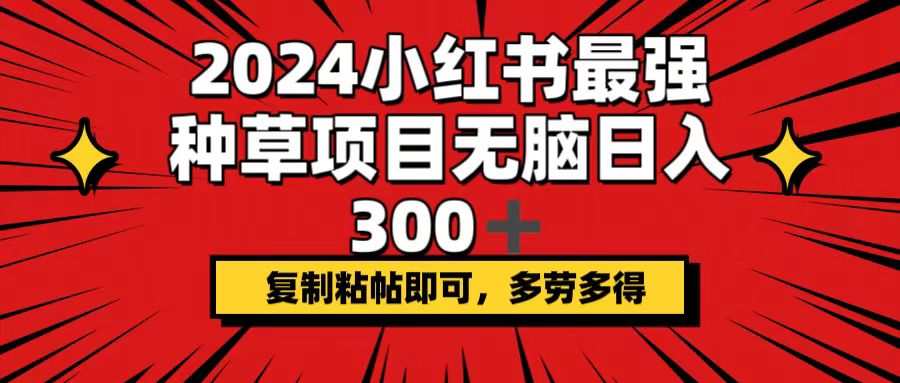 （12336期）2024小红书最强种草项目，无脑日入300+，复制粘帖即可，多劳多得-云帆学社