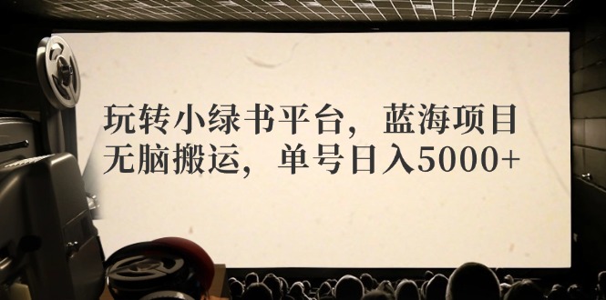 （12366期）玩转小绿书平台，蓝海项目，无脑搬运，单号日入5000+-云帆学社