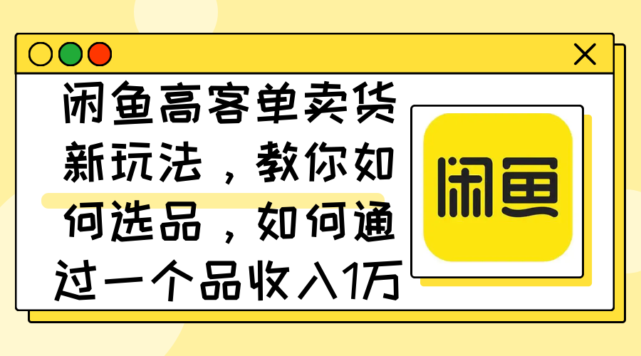 （12387期）闲鱼高客单卖货新玩法，教你如何选品，如何通过一个品收入1万+-云帆学社