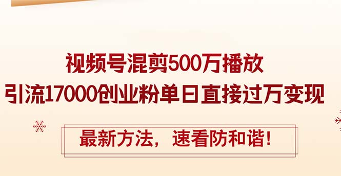 （12391期）精华帖视频号混剪500万播放引流17000创业粉，单日直接过万变现，最新方…-云帆学社