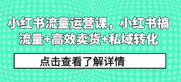 小红书流量运营课，小红书搞流量+高效卖货+私域转化-云帆学社