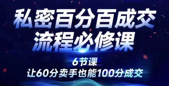 私密百分百成交流程线上训练营，绝对成交，让60分卖手也能100分成交-云帆学社