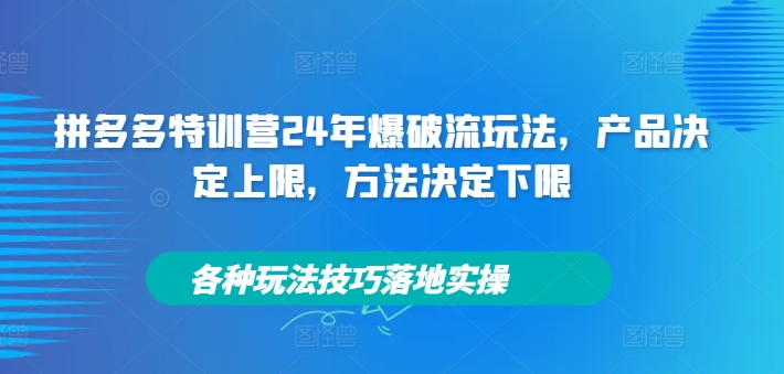 拼多多特训营24年爆破流玩法，产品决定上限，方法决定下限，各种玩法技巧落地实操-云帆学社