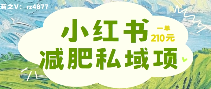 小红书减肥粉，私域变现项目，一单就达210元，小白也能轻松上手-云帆学社