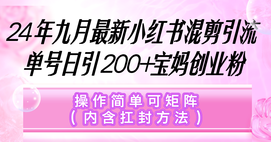 （12530期）小红书混剪引流，单号日引200+宝妈创业粉，操作简单可矩阵（内含扛封…-云帆学社