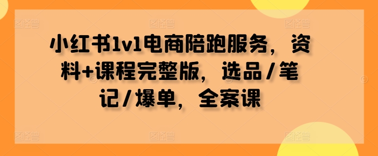 小红书1v1电商陪跑服务，资料+课程完整版，选品/笔记/爆单，全案课-云帆学社