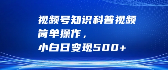 视频号知识科普视频，简单操作，小白日变现500+-云帆学社