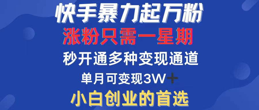 （12651期）快手暴力起万粉，涨粉只需一星期，多种变现模式，直接秒开万合，小白创…-云帆学社