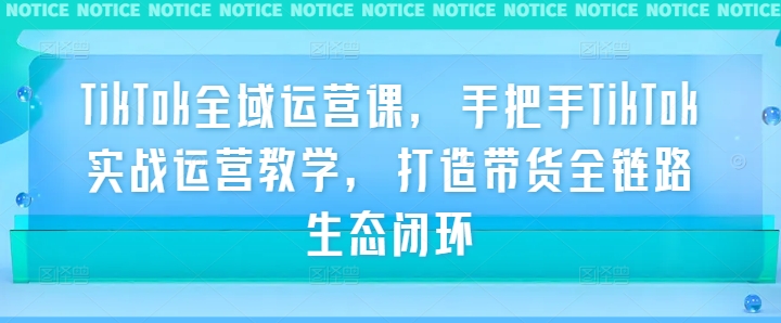 TikTok全域运营课，手把手TikTok实战运营教学，打造带货全链路生态闭环-云帆学社