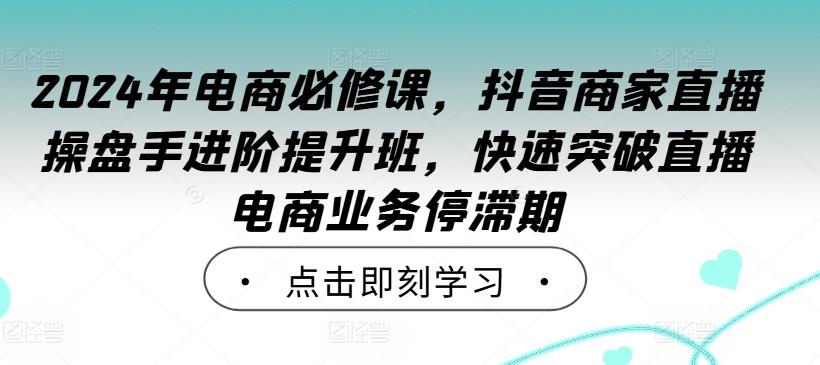 2024年电商必修课，抖音商家直播操盘手进阶提升班，快速突破直播电商业务停滞期-云帆学社