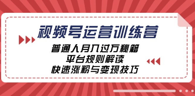 （12722期）视频号运营训练营：普通人月入过万秘籍，平台规则解读，快速涨粉与变现…-云帆学社