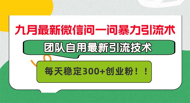 （12735期）九月最新微信问一问暴力引流术，团队自用引流术，每天稳定300+创…-云帆学社