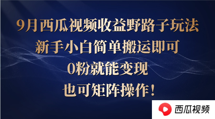 （12760期）西瓜视频收益野路子玩法，新手小白简单搬运即可，0粉就能变现，也可矩…-云帆学社