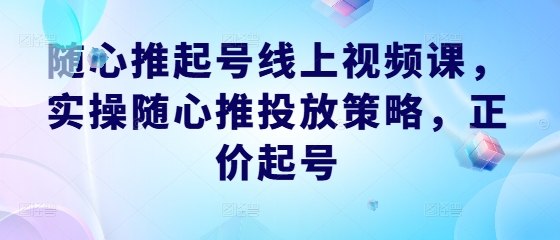 随心推起号线上视频课，实操随心推投放策略，正价起号-云帆学社