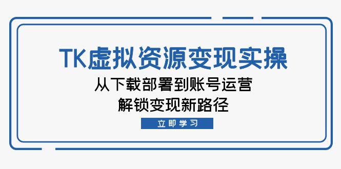 （12770期）TK虚拟资料变现实操：从下载部署到账号运营，解锁变现新路径-云帆学社