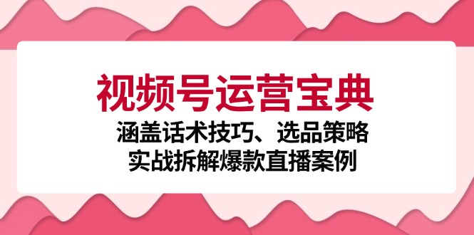 （12808期）视频号运营宝典：涵盖话术技巧、选品策略、实战拆解爆款直播案例-云帆学社