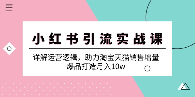 （12809期）小红书引流实战课：详解运营逻辑，助力淘宝天猫销售增量，爆品打造月入10w-云帆学社