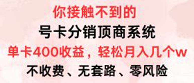 （12820期）号卡分销顶商系统，单卡400+收益。0门槛免费领，月入几W超轻松！-云帆学社