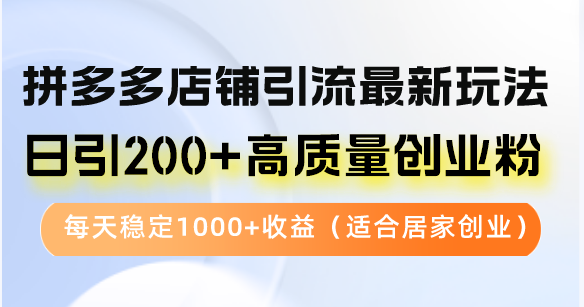 （12893期）拼多多店铺引流最新玩法，日引200+高质量创业粉，每天稳定1000+收益（…-云帆学社