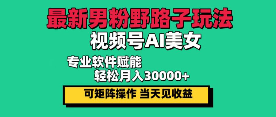 （12909期）最新男粉野路子玩法，视频号AI美女，当天见收益，轻松月入30000＋-云帆学社