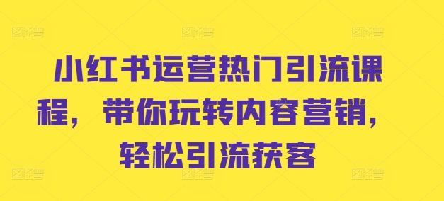 小红书运营热门引流课程，带你玩转内容营销，轻松引流获客-云帆学社