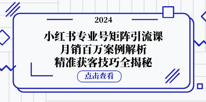 （12943期）小红书专业号矩阵引流课，月销百万案例解析，精准获客技巧全揭秘-云帆学社