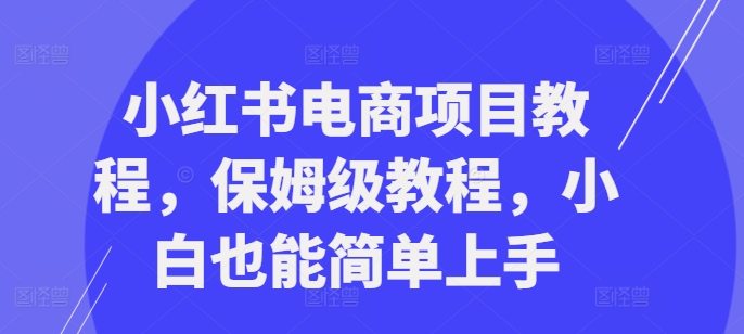 小红书电商项目教程，保姆级教程，小白也能简单上手-云帆学社