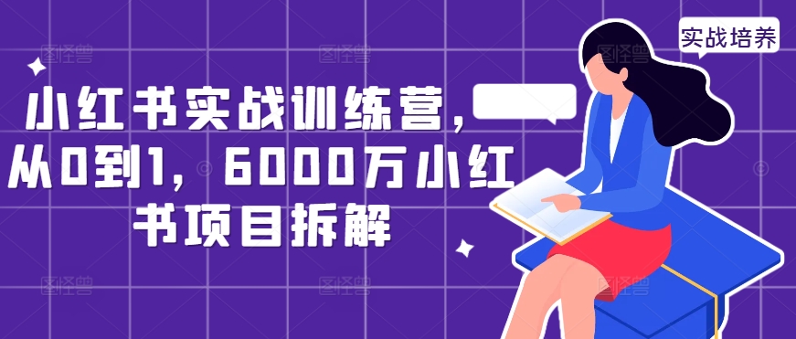 小红书实战训练营，从0到1，6000万小红书项目拆解-云帆学社